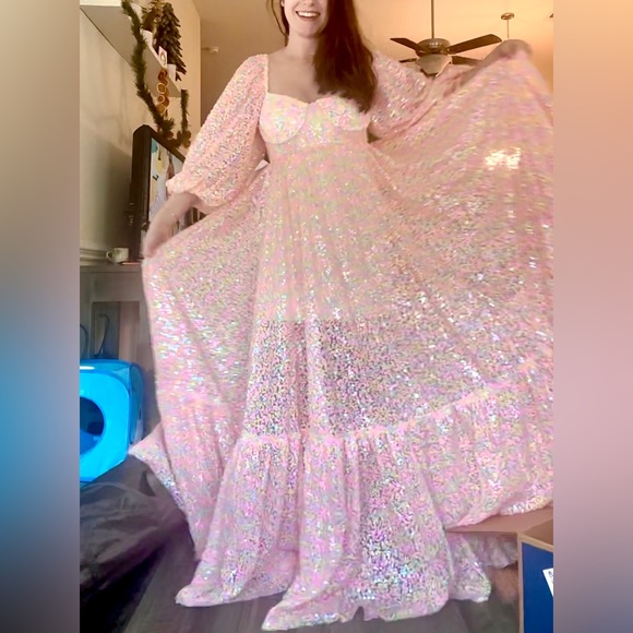 NWT Small Selkie Rainbow Sequin Princess Gown - Picture 2 of 2